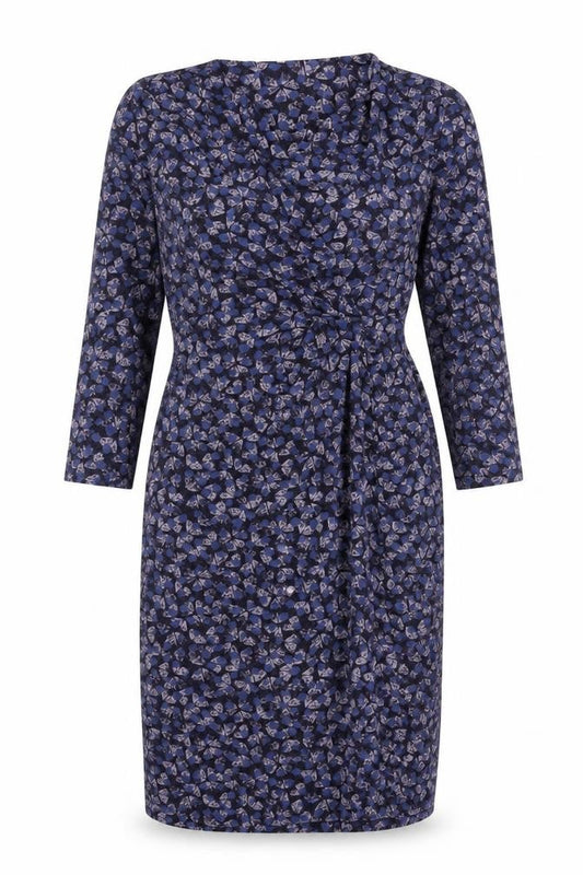 Front view of White Stuff Women's Blue Floral Dress, size 12