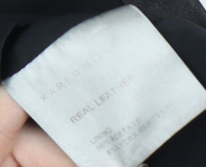 Karen Millen Women's Black Leather Pencil Skirt Size 8