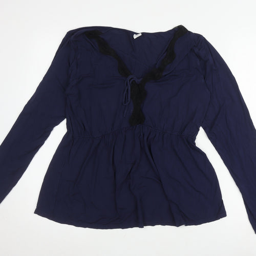 Hush Women's Blue XL Long Sleeve Tunic Blouse