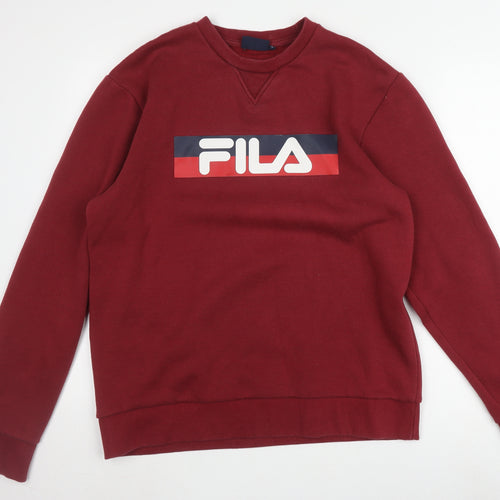 Fila Men's Red Logo Graphic Pullover Sweatshirt L