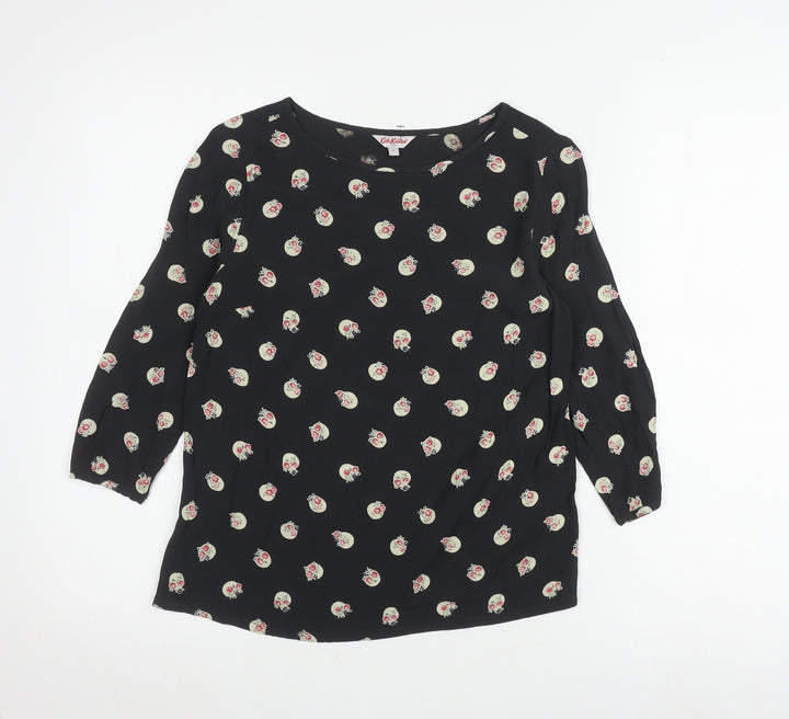 Cath Kidston Black Floral Skull Blouse, Size 6, 3/4 Sleeve