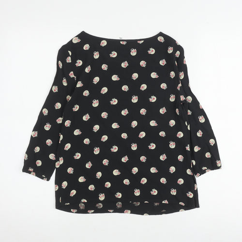 Cath Kidston Black Floral Skull Blouse, Size 6, 3/4 Sleeve