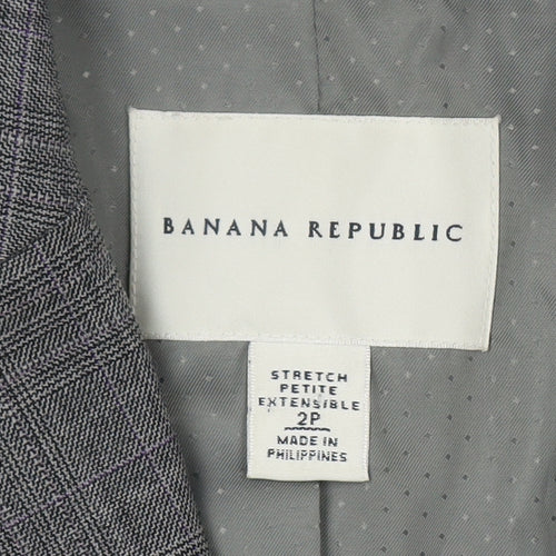 Banana Republic Women's Grey Blazer, Size 2, Check Pattern