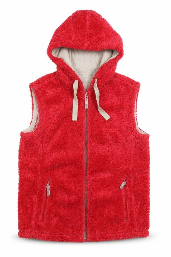 Front view of Regatta Women's Red Sleeveless Hooded Gillet, size 10