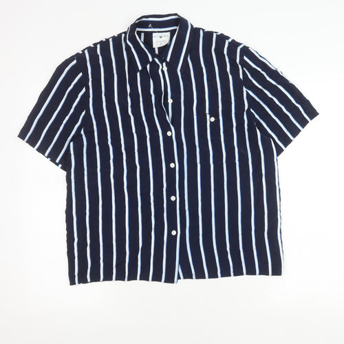 Alexon Women's Blue Striped Button-Up Shirt Size 14
