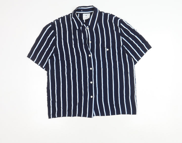 Alexon Women's Blue Striped Button-Up Shirt Size 14