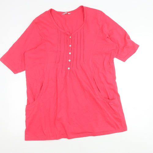 Cotton Traders Women's Red V-Neck Top Size 20