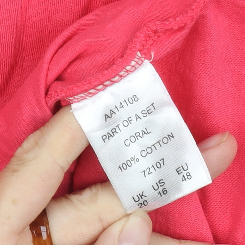 Cotton Traders Women's Red V-Neck Top Size 20