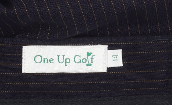 One Up Golf Women's Black Pinstripe Trousers Size 14