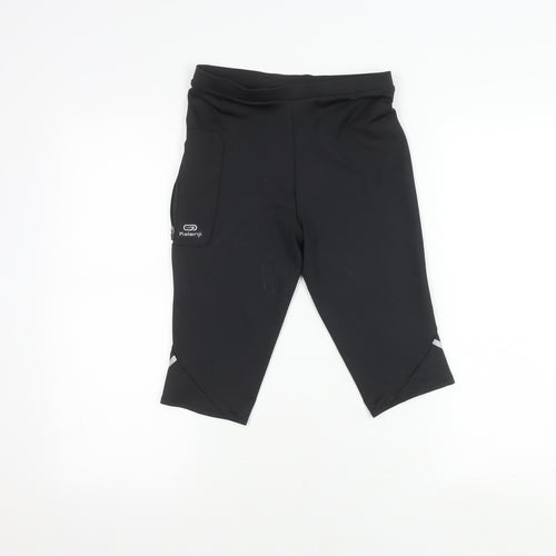 Decathlon Girls Black Running Shorts, Size 14 Years, Reflective
