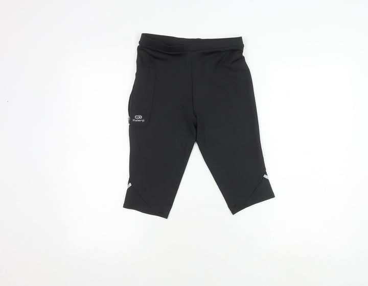 Decathlon Girls Black Running Shorts, Size 14 Years, Reflective