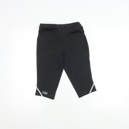 Decathlon Girls Black Running Shorts, Size 14 Years, Reflective