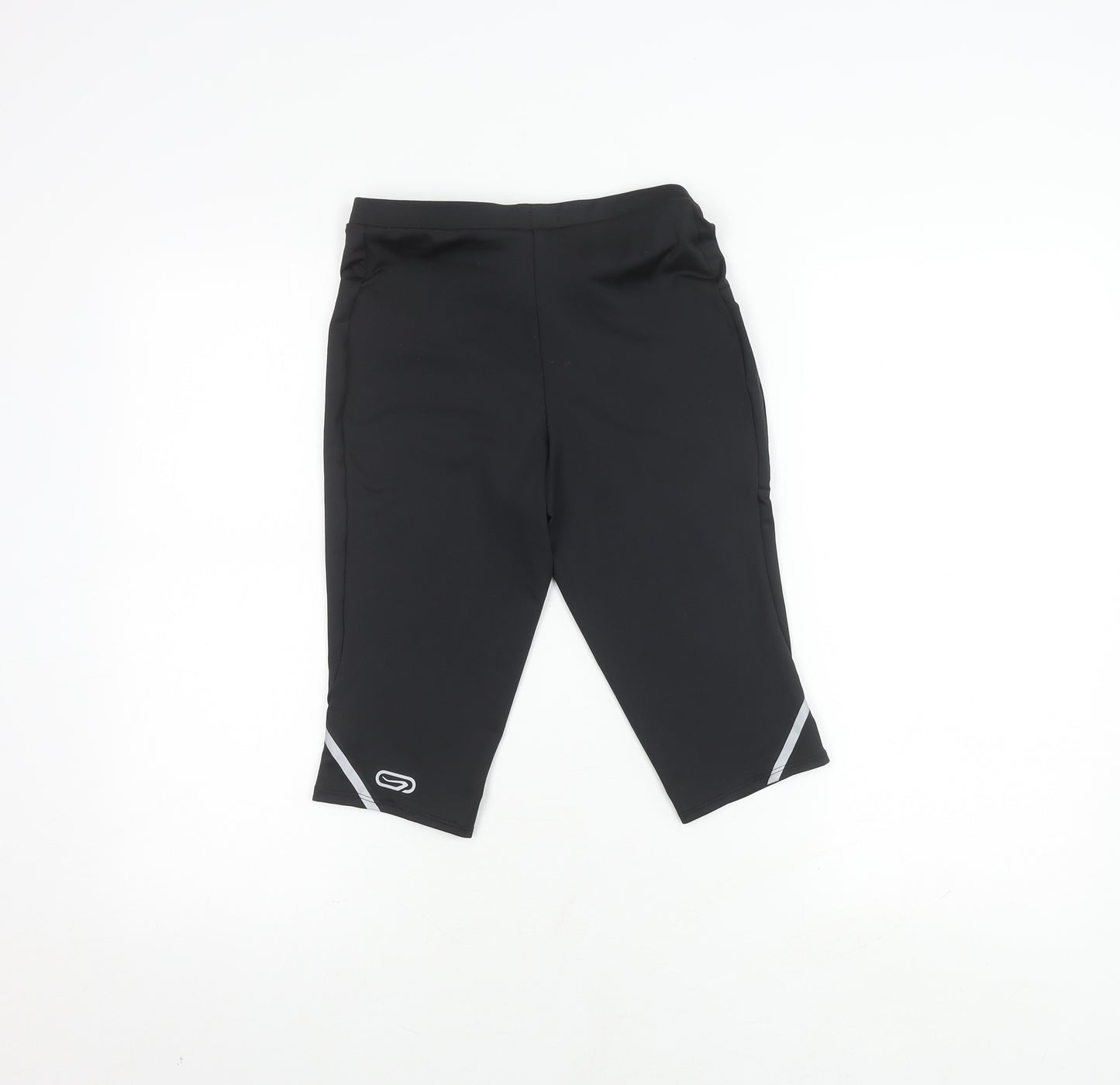 Decathlon Girls Black Running Shorts, Size 14 Years, Reflective