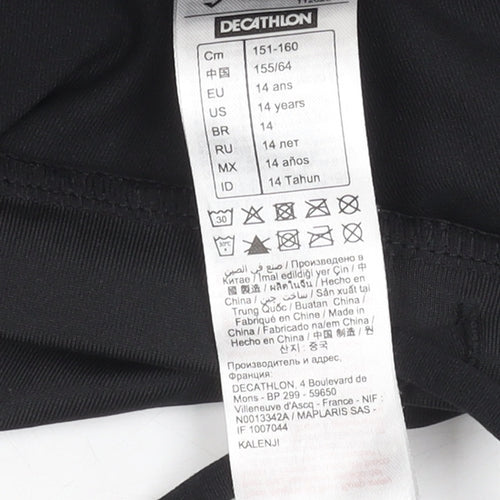 Decathlon Girls Black Running Shorts, Size 14 Years, Reflective