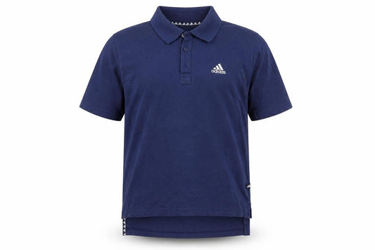 Front view of Adidas Men's Blue Polo Shirt, size S, - Classic Sporty Style