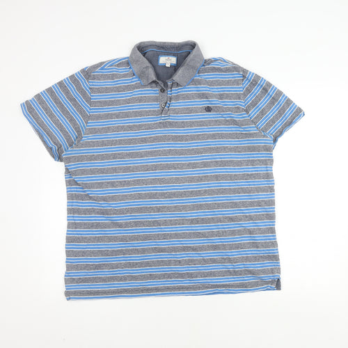 Next Men's Blue Striped Polo Shirt XL