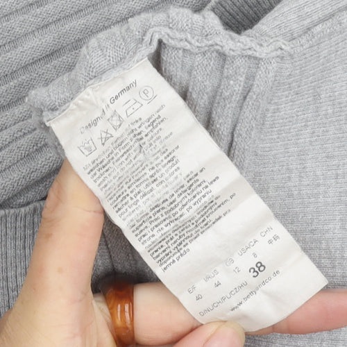 Betty & Co Women's Grey High Neck Jumper, Size 10