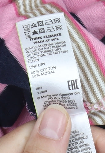 Marks and Spencer Women's Pink Striped T-Shirt Size 10