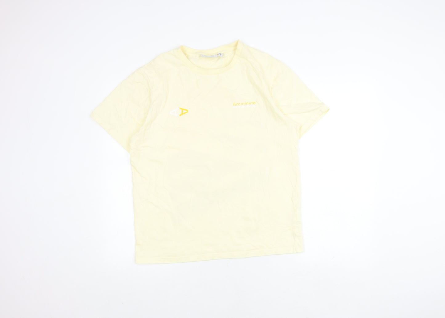 Arcminute Unisex Yellow Geometric Print T-Shirt M