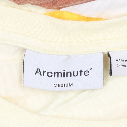 Arcminute Unisex Yellow Geometric Print T-Shirt M