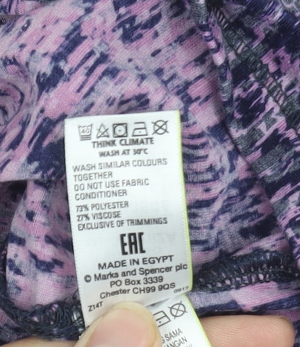 Marks and Spencer Women's Purple Abstract T-Shirt, Size 8
