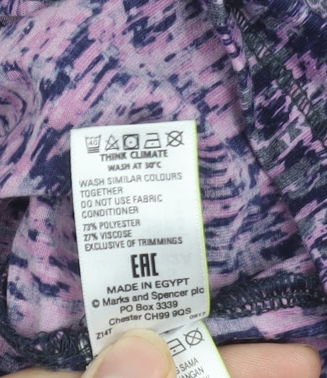 Marks and Spencer Women's Purple Abstract T-Shirt, Size 8