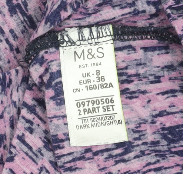 Marks and Spencer Women's Purple Abstract T-Shirt, Size 8