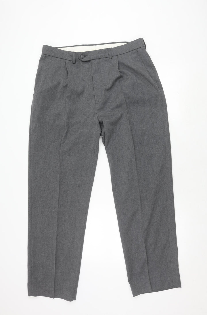 BHS Men's Grey Regular Fit Trousers S