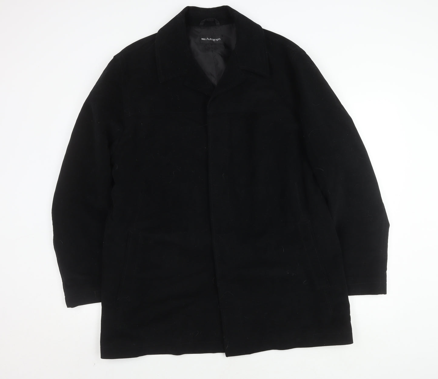 Marks and Spencer Women's Black Coat - Size L, Water Repellent