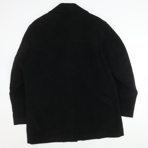 Marks and Spencer Women's Black Coat - Size L, Water Repellent