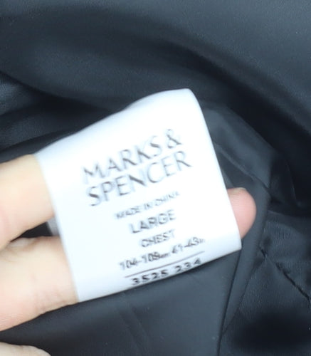 Marks and Spencer Women's Black Coat - Size L, Water Repellent
