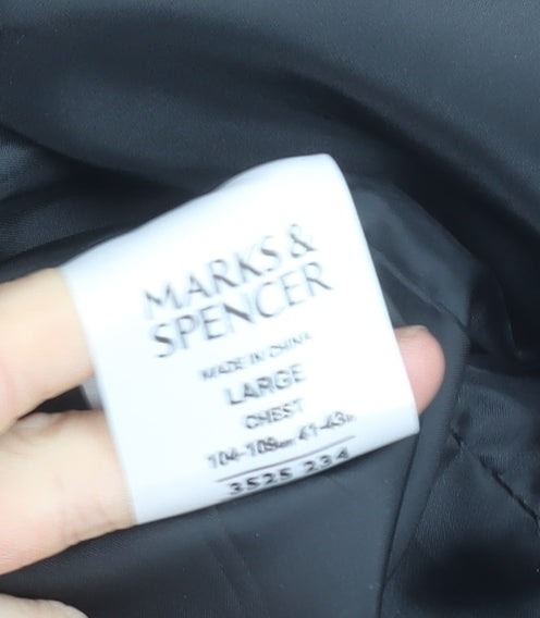 Marks and Spencer Women's Black Coat - Size L, Water Repellent
