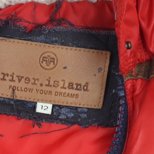 River Island Women's Red Hooded Waistcoat Size 12