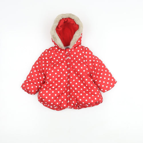 Mini Club Girls Red Puffer Jacket 6-9 Months