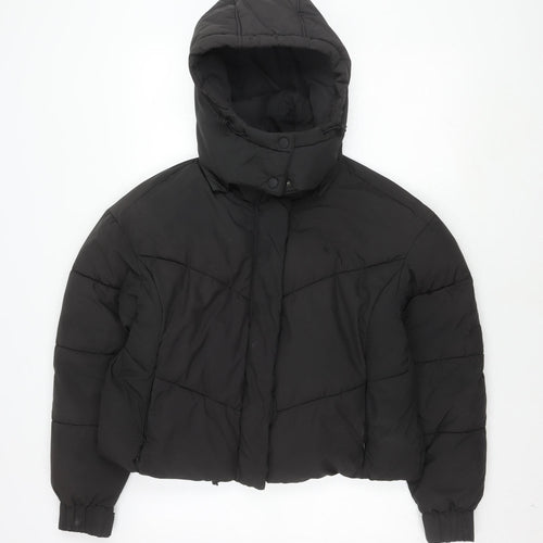 Jack Wills Women's Black Puffer Jacket Size 8, Hooded