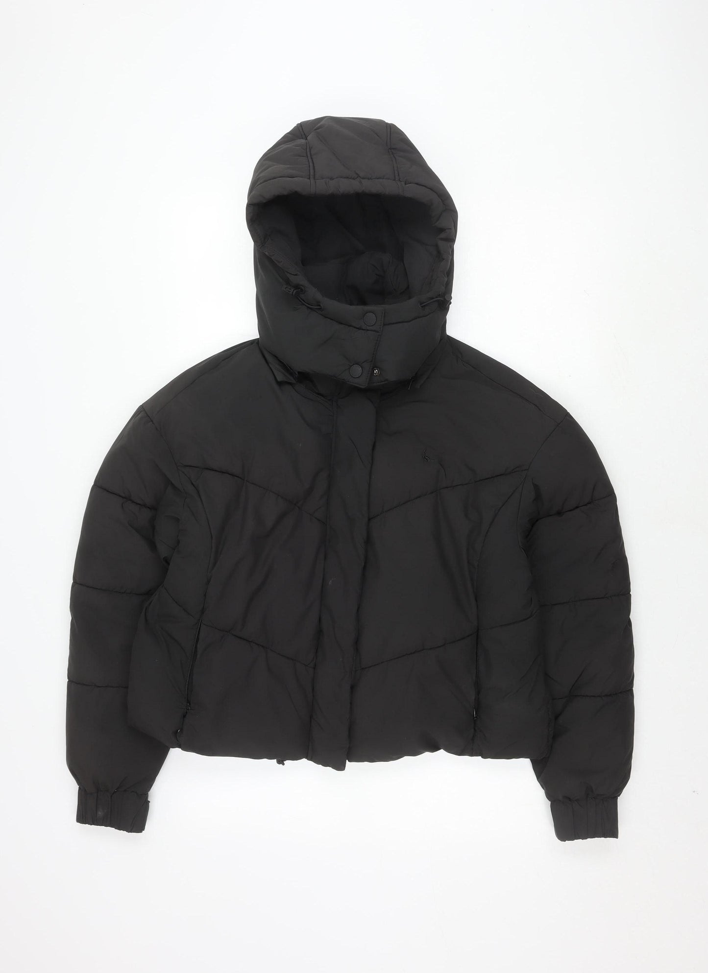 Jack Wills Women's Black Puffer Jacket Size 8, Hooded