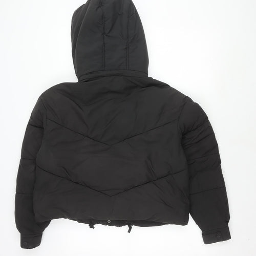 Jack Wills Women's Black Puffer Jacket Size 8, Hooded