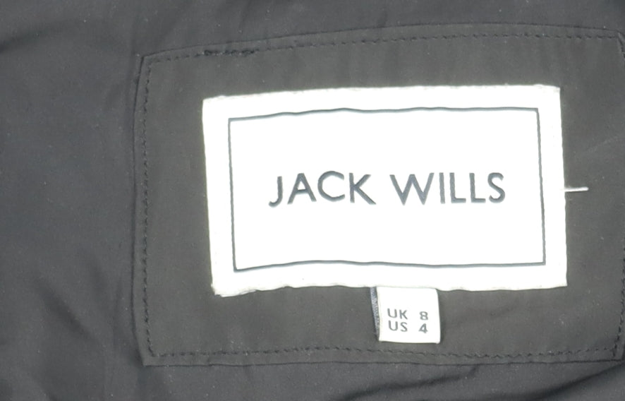 Jack Wills Women's Black Puffer Jacket Size 8, Hooded