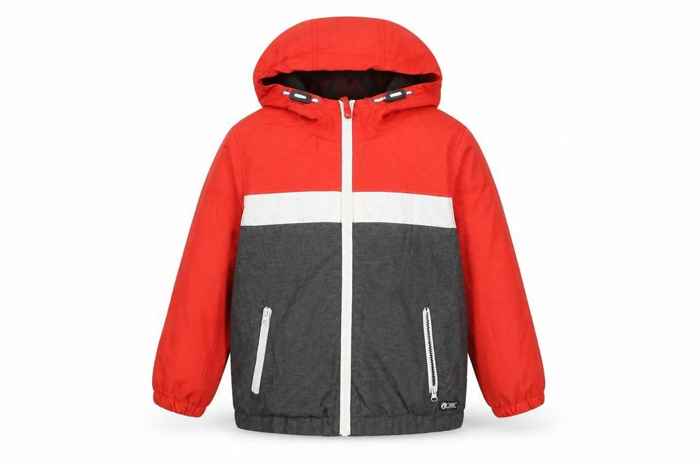 Front view of Next boys’ orange colourblock hooded jacket - 11 years