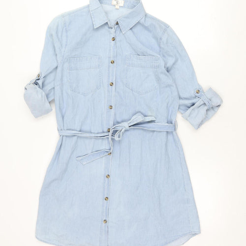 Dizzy Lizzy Women's Blue Shirt Dress, Size M, Casual Style
