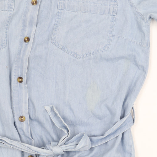 Dizzy Lizzy Women's Blue Shirt Dress, Size M, Casual Style