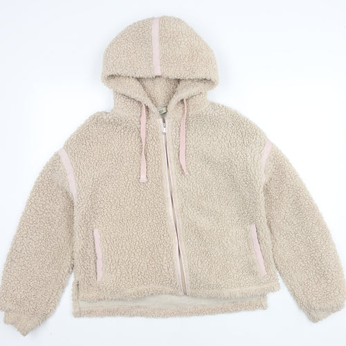 Oasis Women's Beige Hooded Fleece Jacket, Size S, Casual Wear