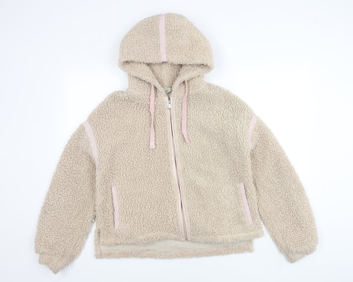 Oasis Women's Beige Hooded Fleece Jacket, Size S, Casual Wear