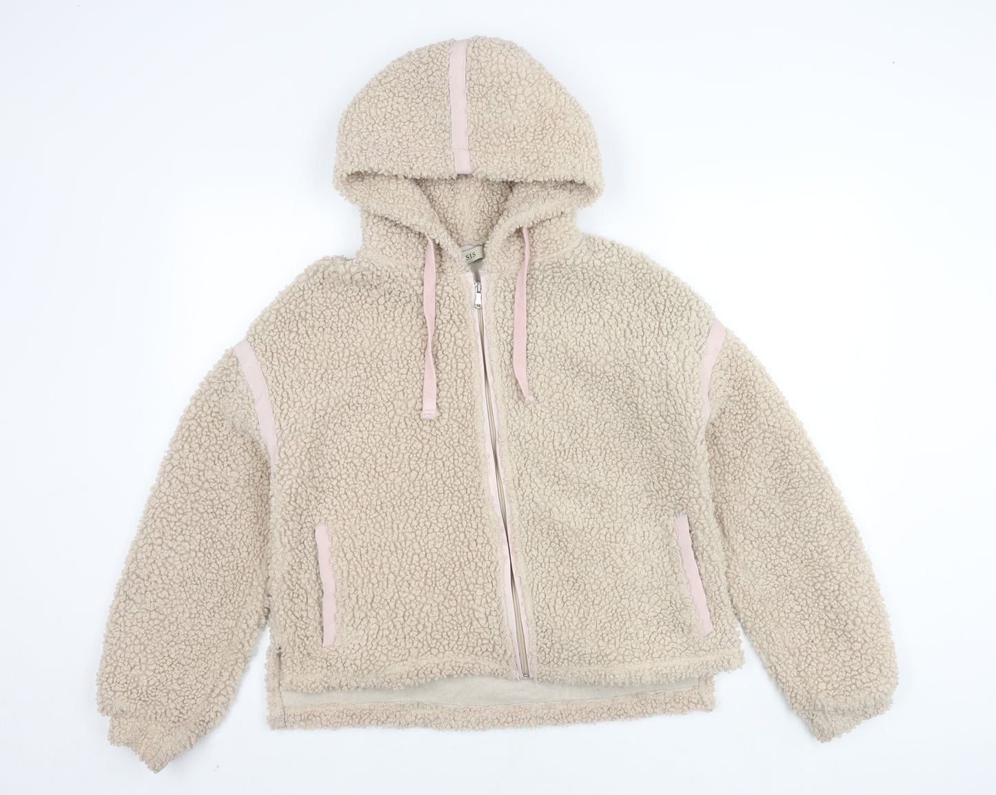 Oasis Women's Beige Hooded Fleece Jacket, Size S, Casual Wear