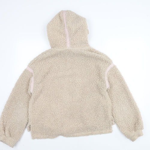 Oasis Women's Beige Hooded Fleece Jacket, Size S, Casual Wear