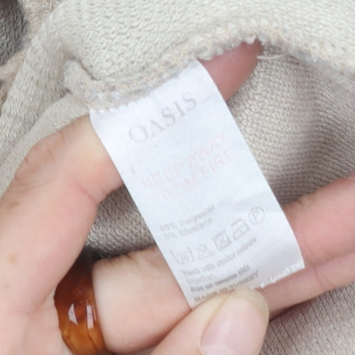 Oasis Women's Beige Hooded Fleece Jacket, Size S, Casual Wear