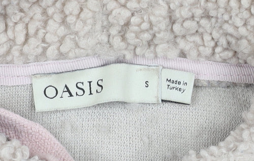 Oasis Women's Beige Hooded Fleece Jacket, Size S, Casual Wear