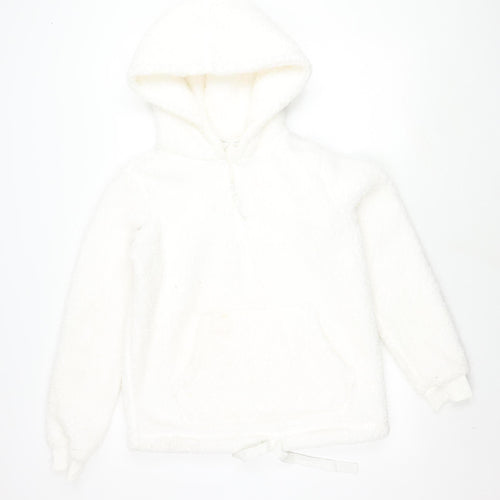 Fat Face Women's White Hoodie Size 8, Zip Fleece