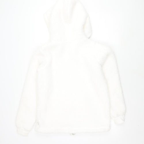 Fat Face Women's White Hoodie Size 8, Zip Fleece