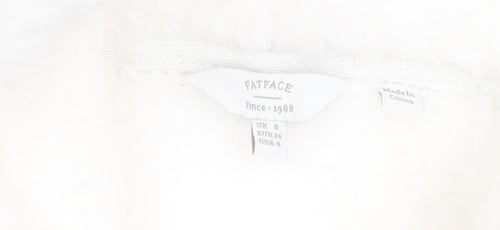 Fat Face Women's White Hoodie Size 8, Zip Fleece